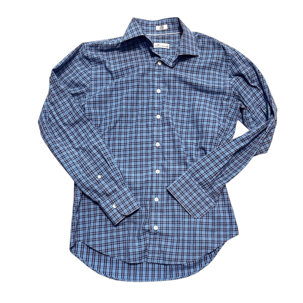 Peter Millar Blue Plaid Button-Down Shirt